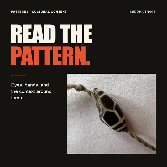 Dzi Bead Meanings: Patterns, Traditions, and Interpretation Limits editorial cover with Tonyot Gyaltsen, 2025. CC0 1.0 Public Domain Dedication.