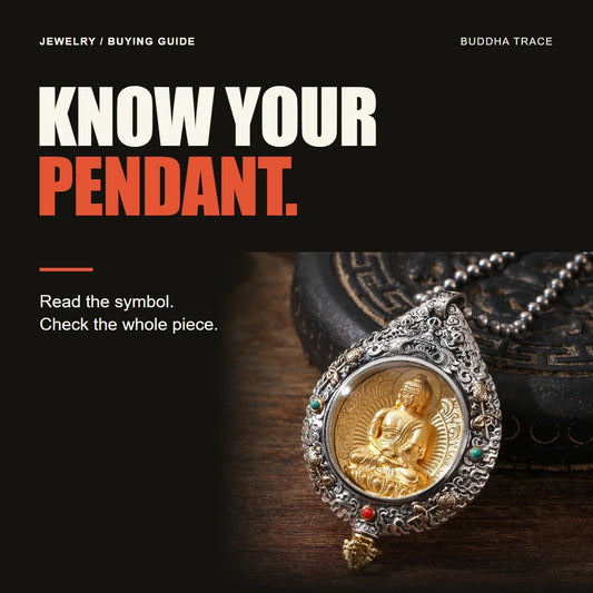 How to Choose a Buddhist Pendant Without Misreading the Symbol editorial cover with original product photography