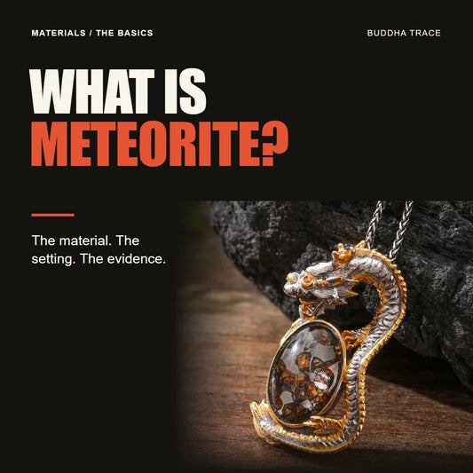 What Is Meteorite Jewelry? Materials, Structure, and Buyer Questions editorial cover with original product photography
