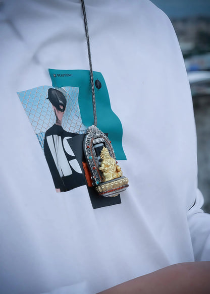 Buddha Trace Yellow Jambhala DZI Pendant Buddha Trace