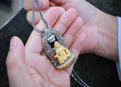 Buddha Trace Yellow Jambhala DZI Pendant Buddha Trace