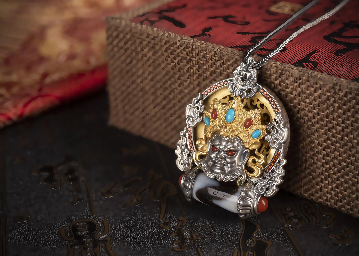 Buddha Trace Yellow Jambhala DZI Pendant Buddha Trace