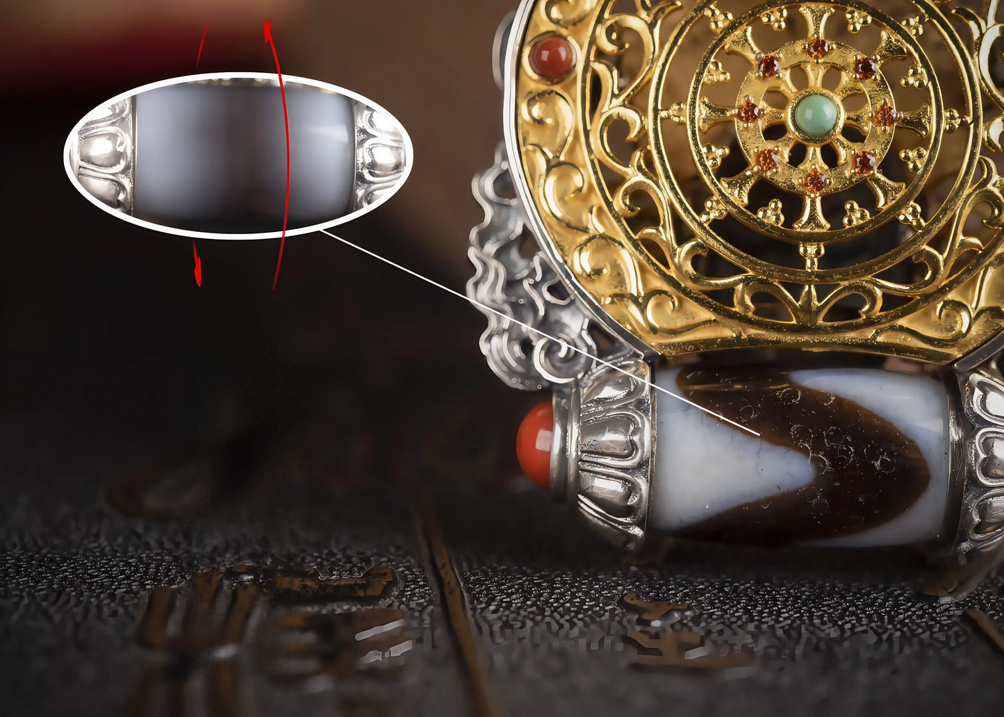 Buddha Trace Yellow Jambhala DZI Pendant Buddha Trace