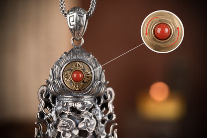 Buddha Trace roc black orchid DZI pendant Buddha Trace