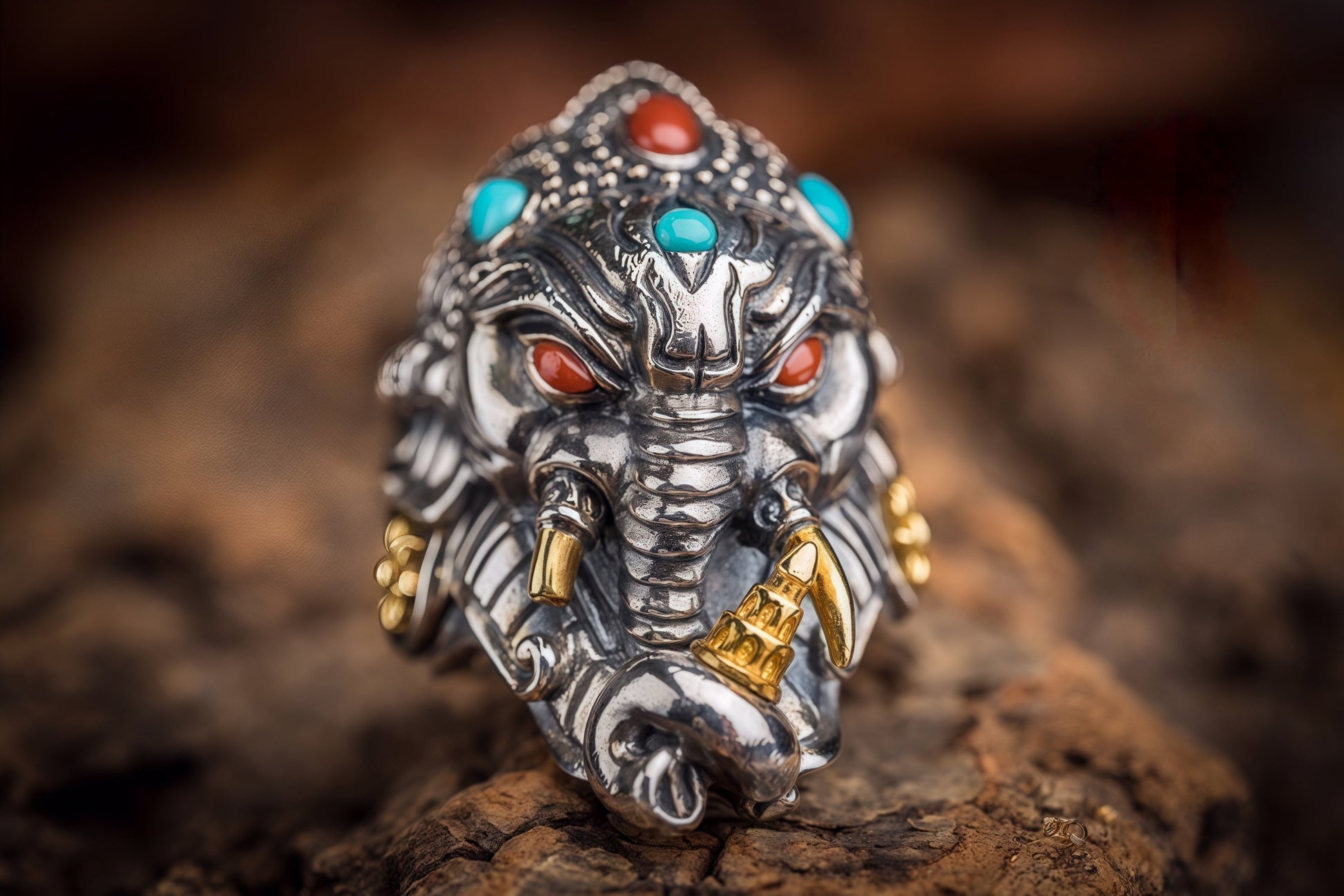 Buddha Trace Elephant God Ring Buddha Trace