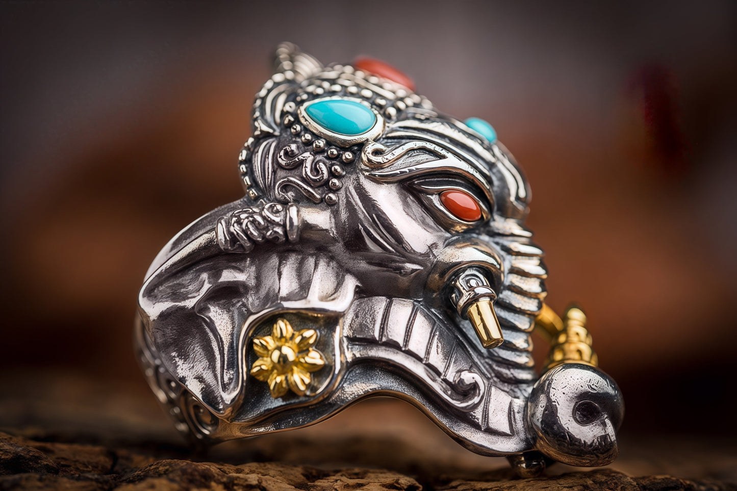 Buddha Trace Elephant God Ring Buddha Trace
