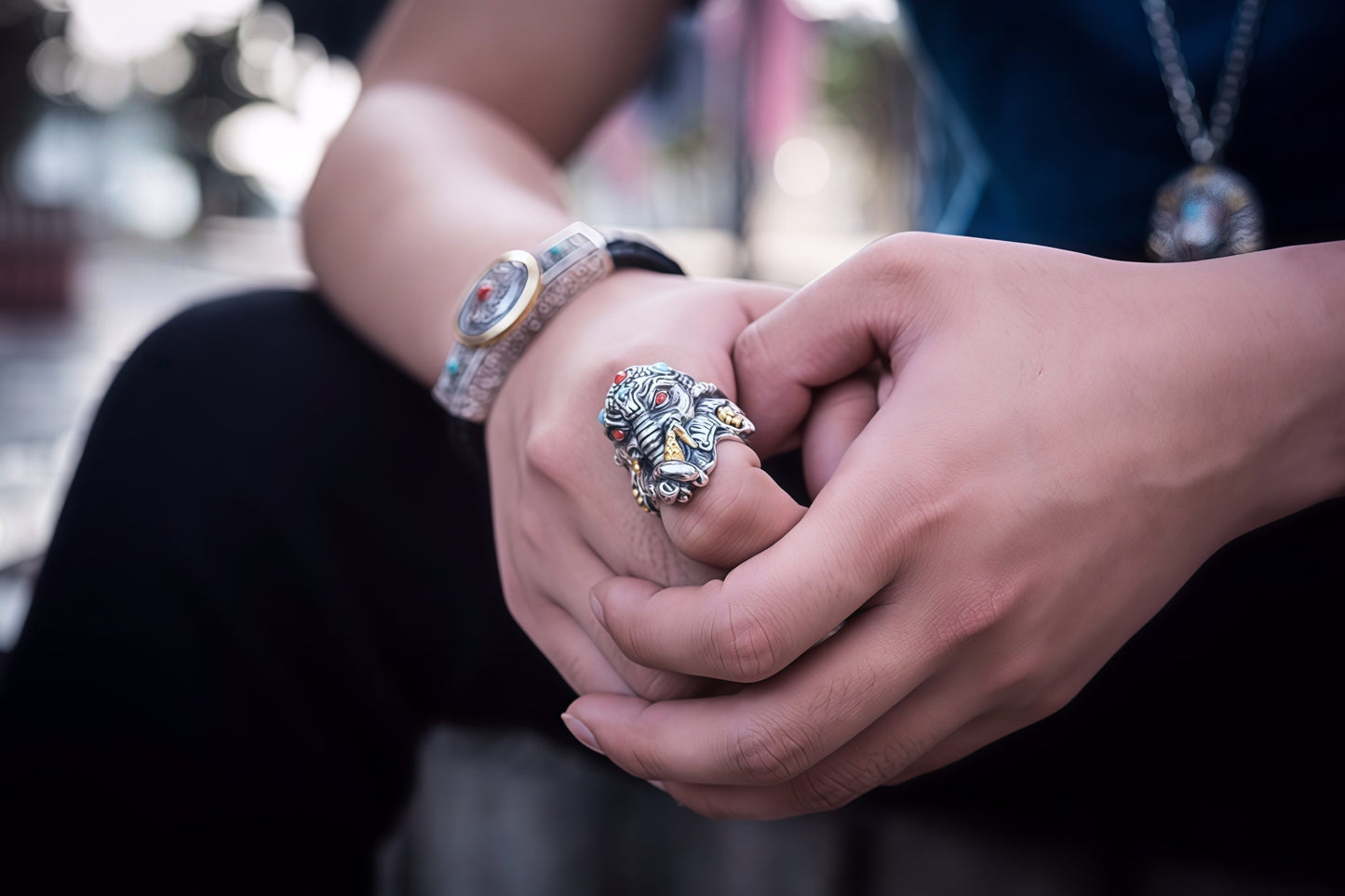 Buddha Trace Elephant God Ring Buddha Trace