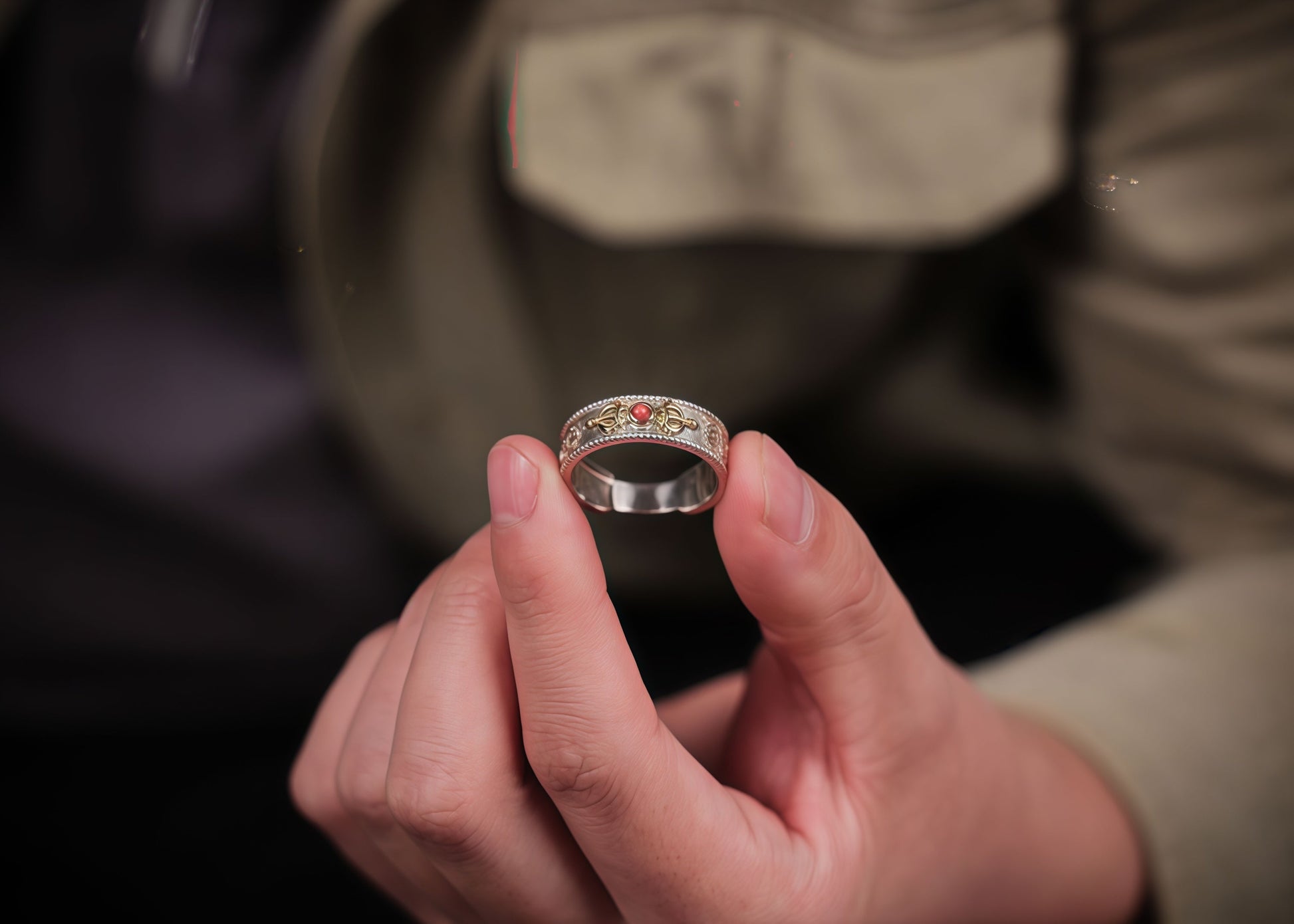 Buddha Trace Vajra Cross Ring Buddha Trace