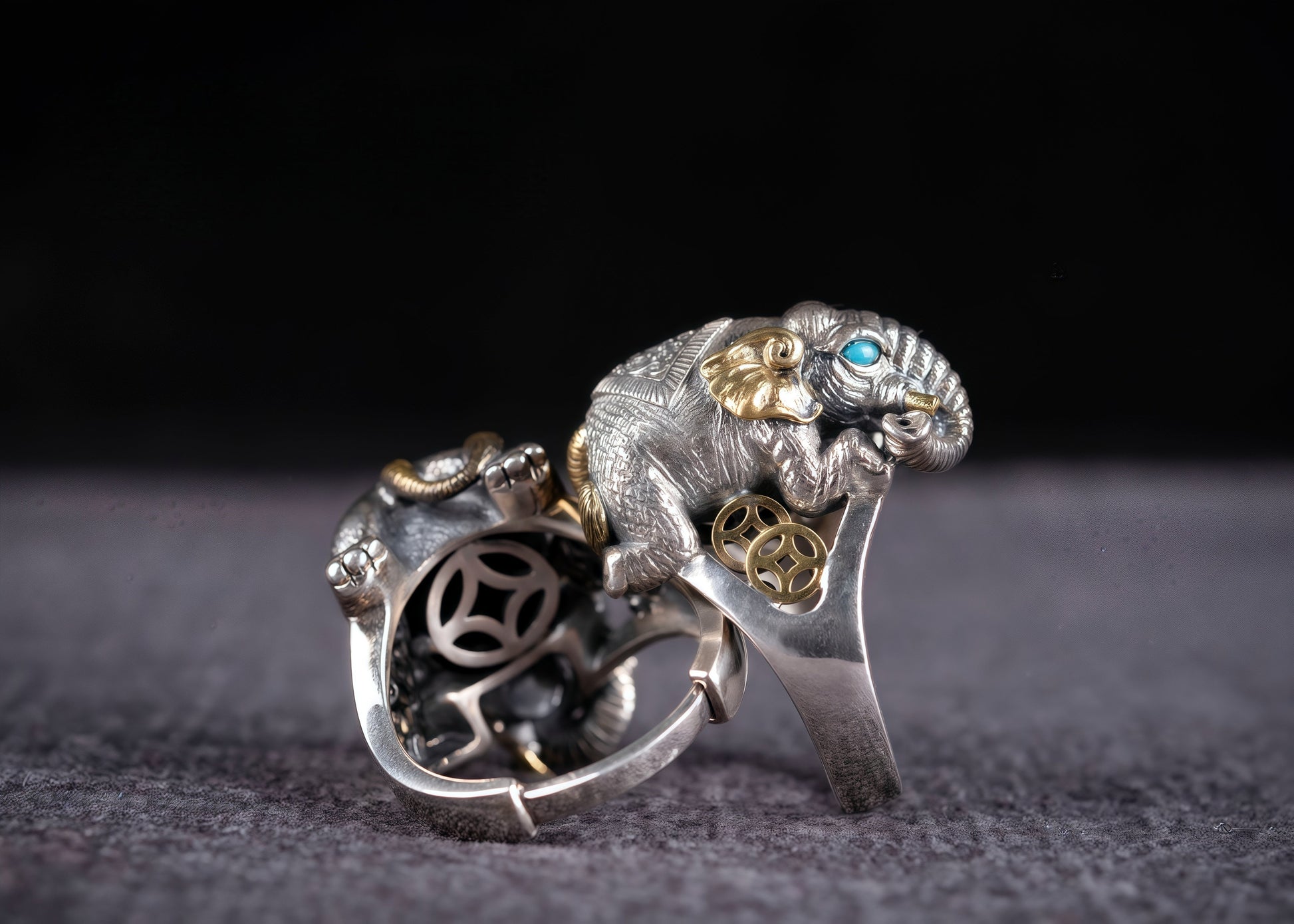 Buddha Trace Lucky Elephant Ring Buddha Trace
