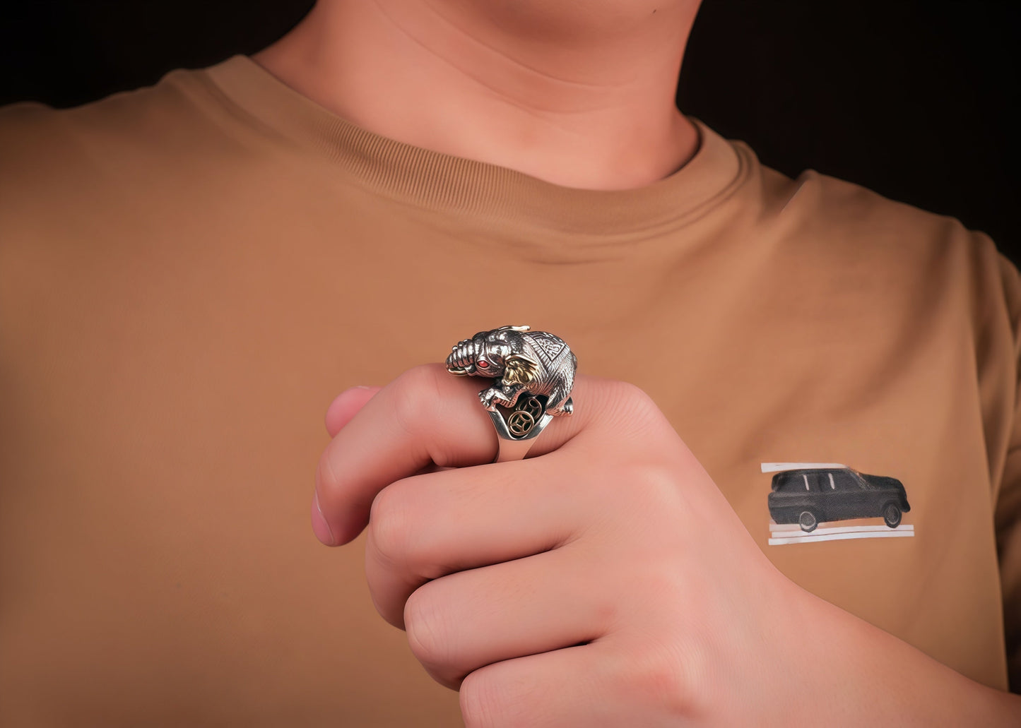 Buddha Trace Lucky Elephant Ring Buddha Trace