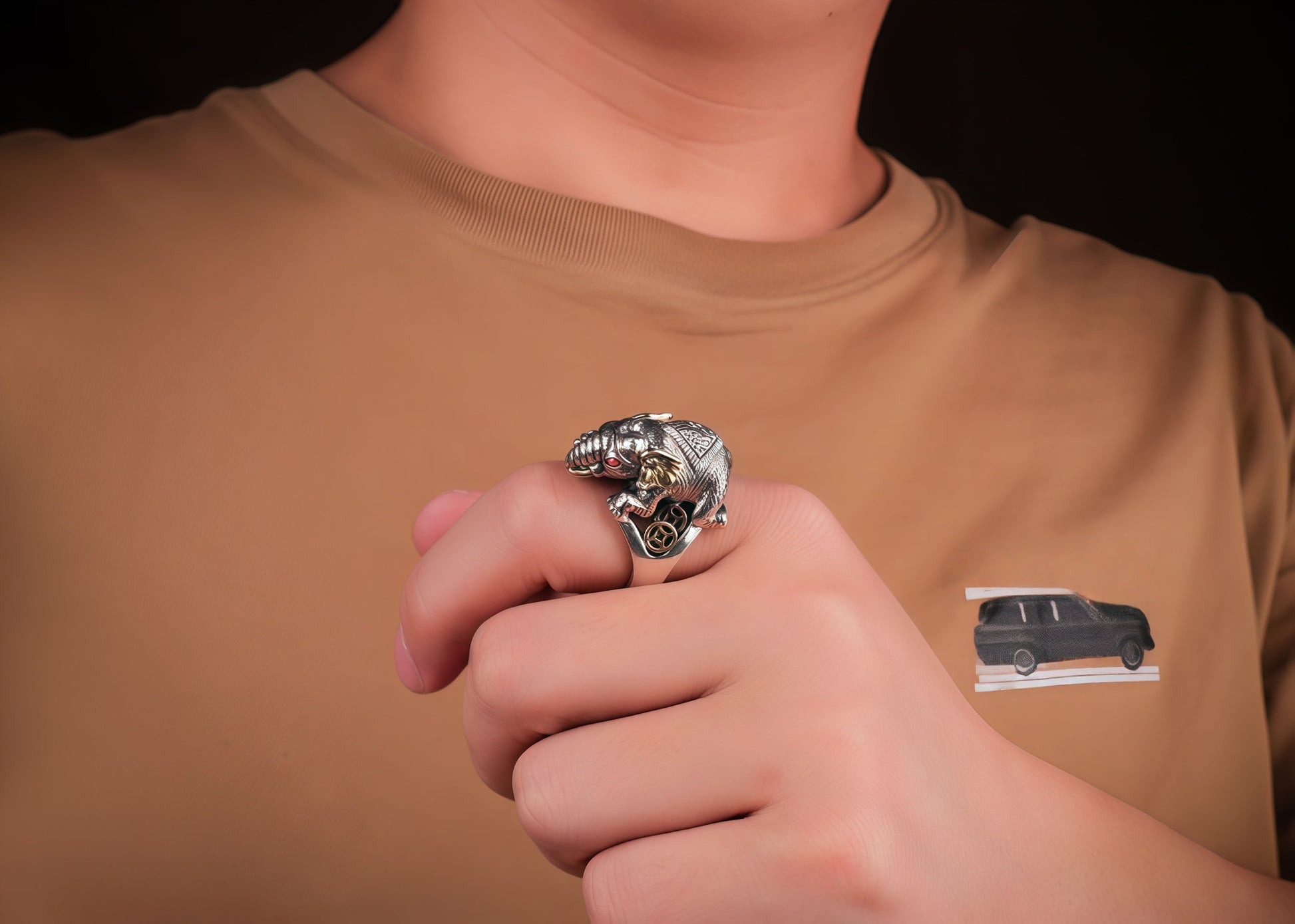 Buddha Trace Lucky Elephant Ring Buddha Trace