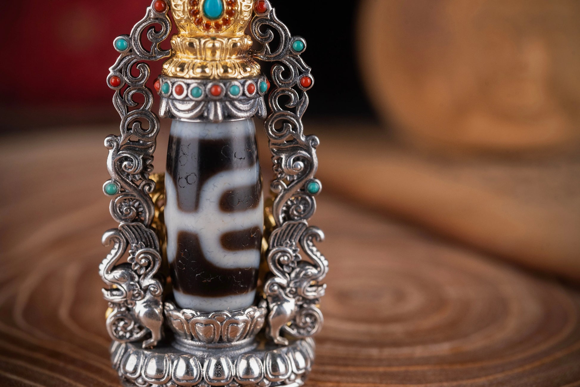 Buddha Trace Green Tara DZI Pendant Buddha Trace