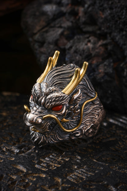 Buddha Trace Tibetan Azure Dragon Guardian Ring Buddha Trace