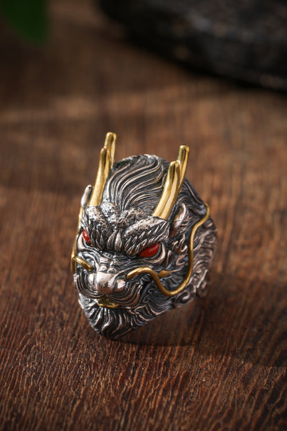 Buddha Trace Tibetan Azure Dragon Guardian Ring Buddha Trace