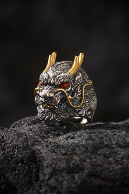 Buddha Trace Tibetan Azure Dragon Guardian Ring Buddha Trace