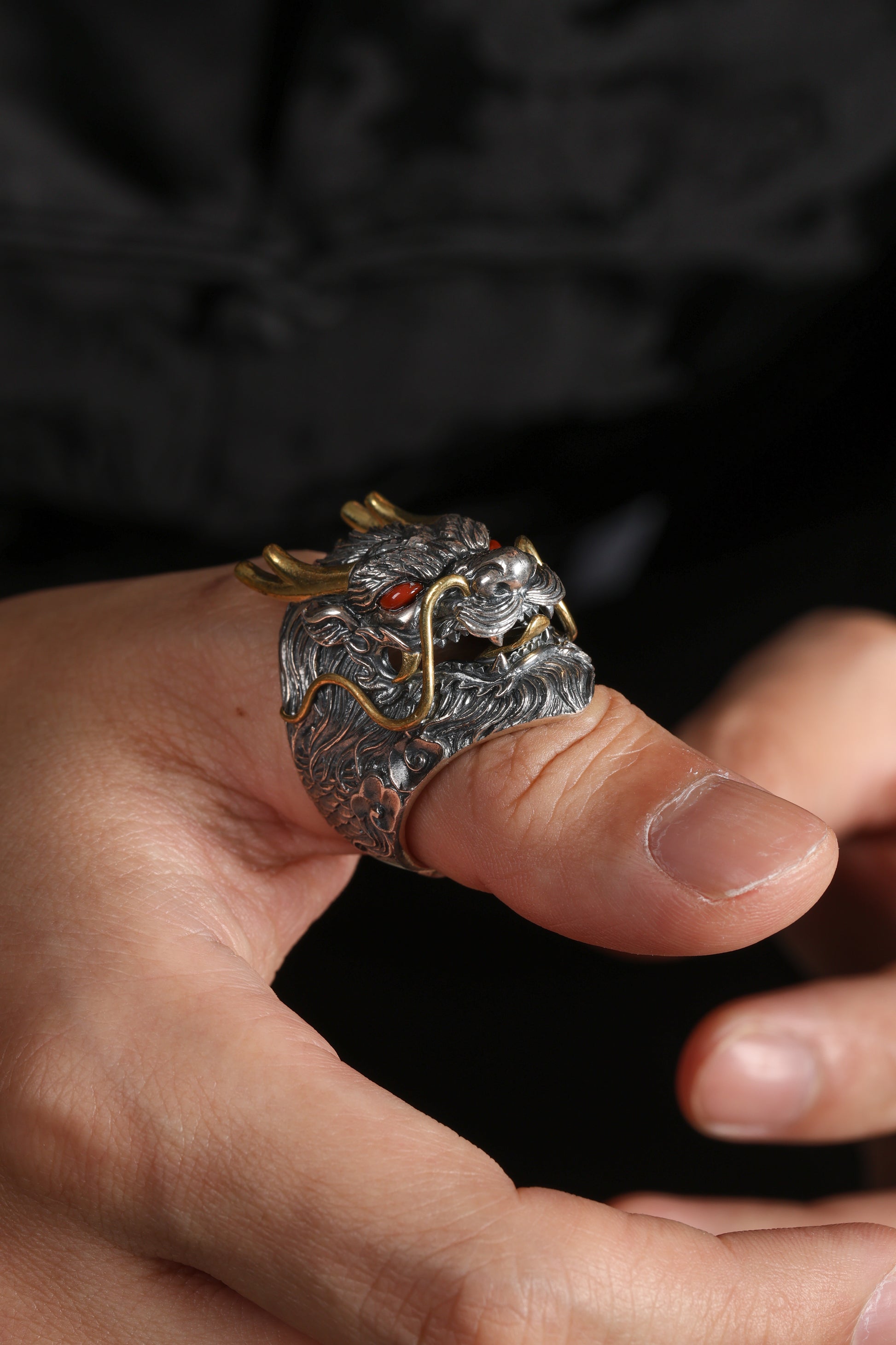 Buddha Trace Tibetan Azure Dragon Guardian Ring Buddha Trace