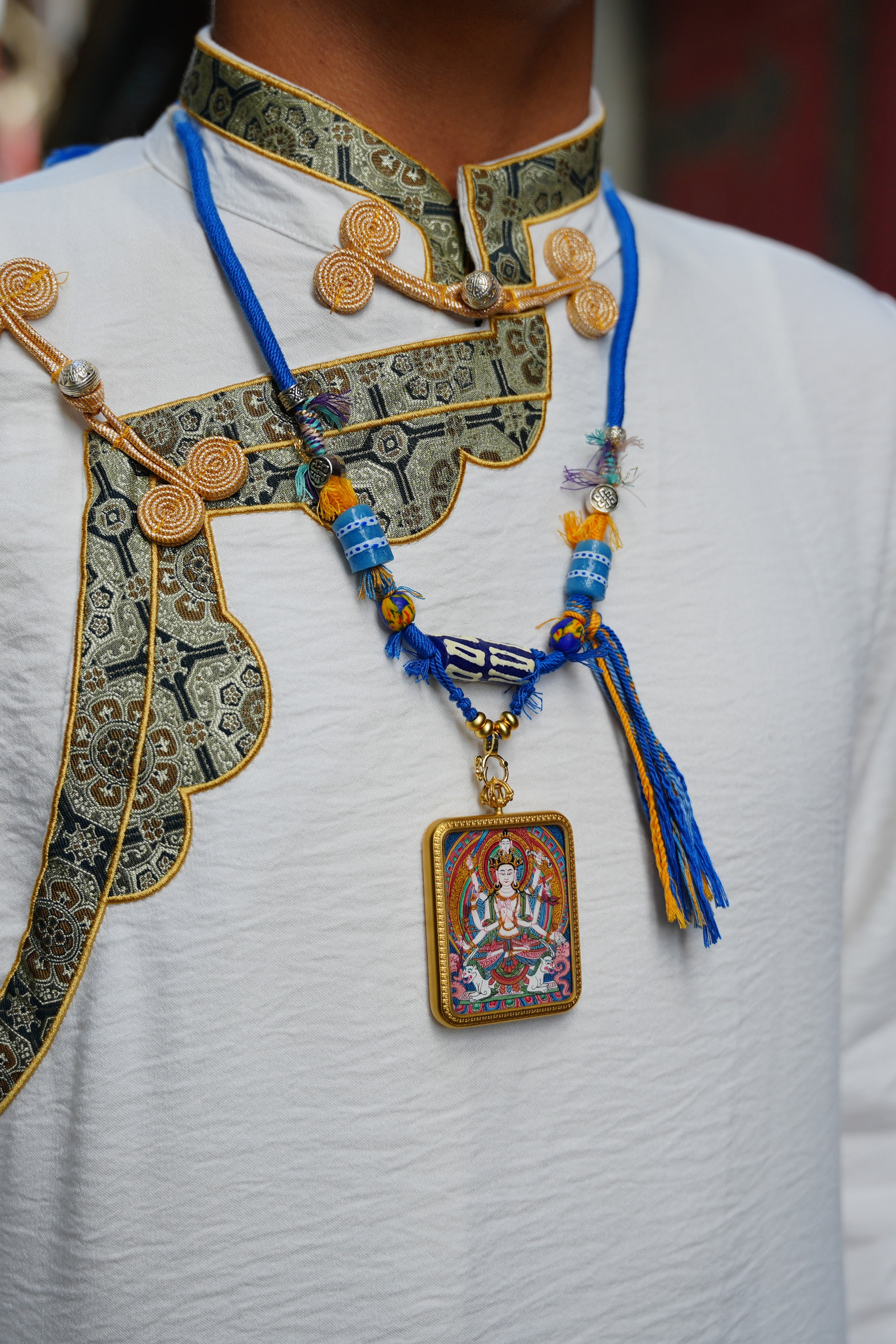 Buddha Trace Tibetan Eight-Armed Manjushri Thangka Buddha Trace