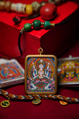 Buddha Trace Tibetan Eight-Armed Manjushri Thangka Buddha Trace