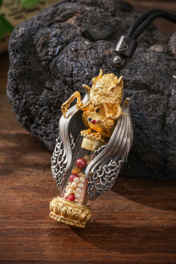 Gold-Plated Sterling Silver Garuda Gawu Pendant with Refillable Chamber