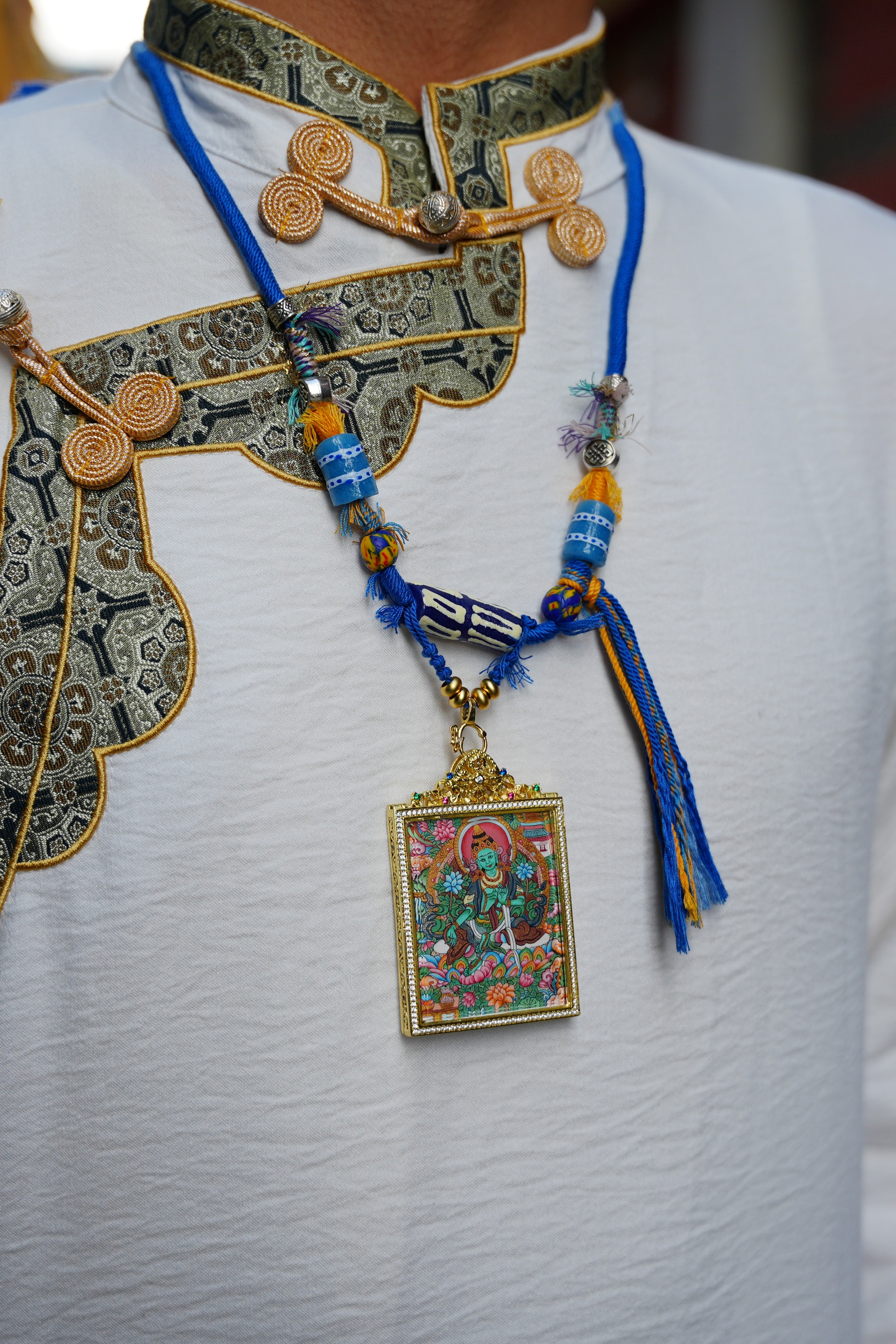 Buddha Trace Tibetan Green Tara Thangka Buddha Trace