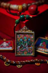 Buddha Trace Tibetan Green Tara Thangka Buddha Trace