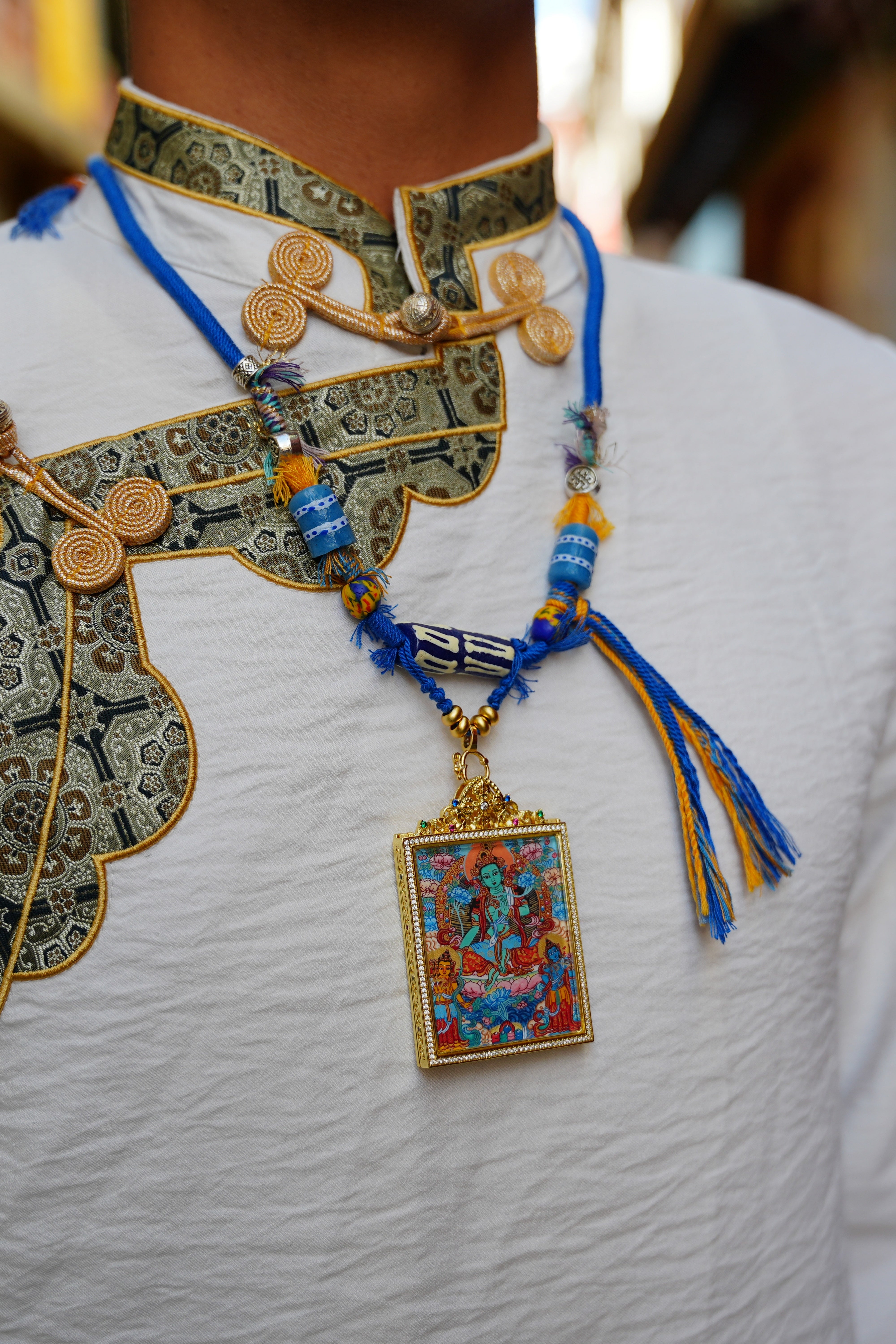 Buddha Trace Tibetan gold Green Tara Thangka Buddha Trace