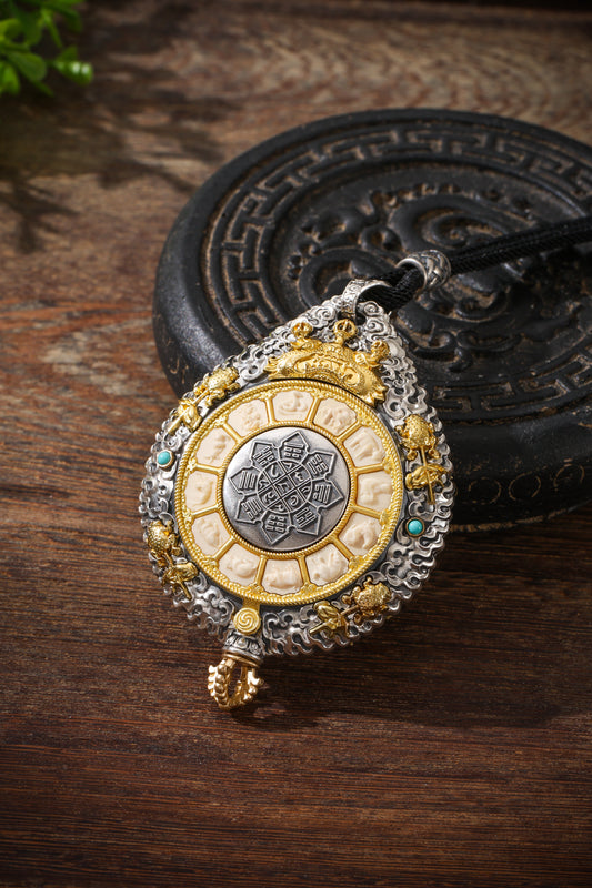 Buddha Trace Tibetan Mammoth Ivory Gawu Pendant Buddha Trace