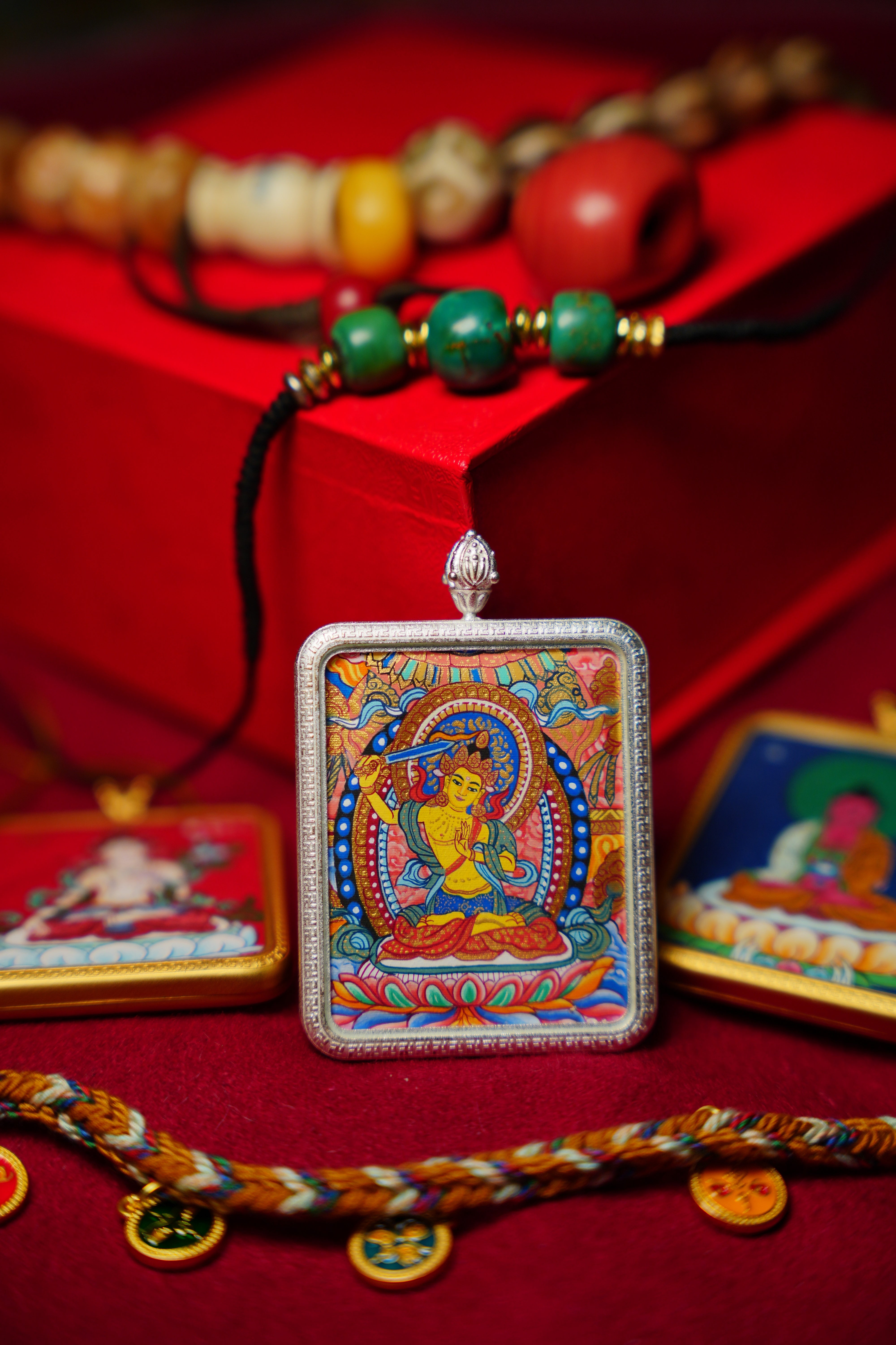 Buddha Trace Tibetan Manjushri Colorful Thangka Buddha Trace