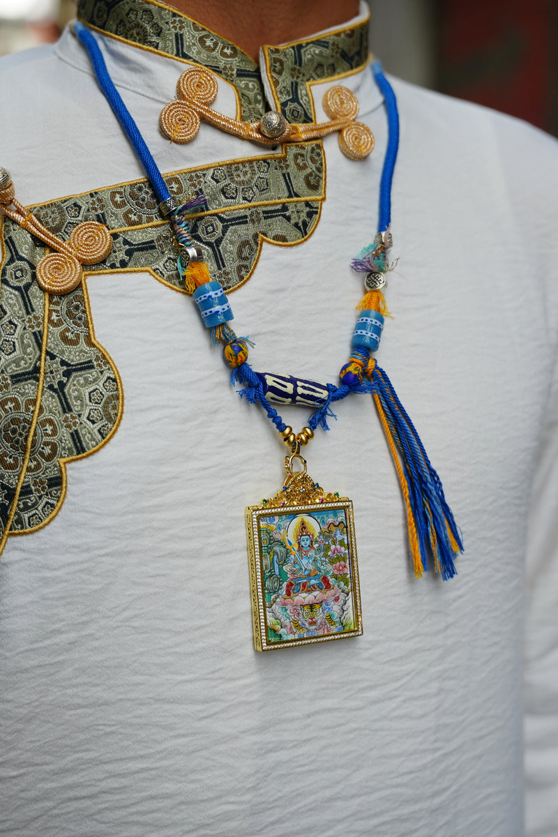 Buddha Trace Tibetan Manjushri Thangka Buddha Trace