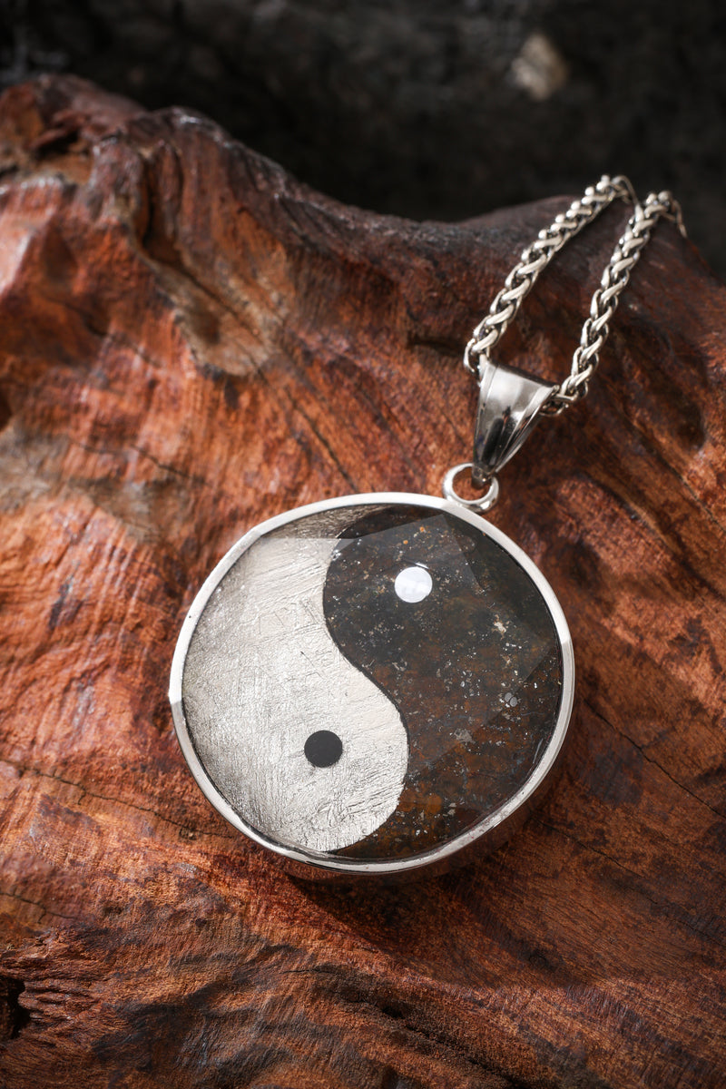 Meteoritic Iron & Stone Meteorite Tai Chi Pendant Buddha Trace