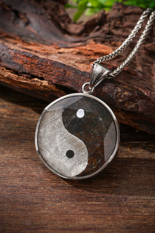 Meteoritic Iron & Stone Meteorite Tai Chi Pendant Buddha Trace