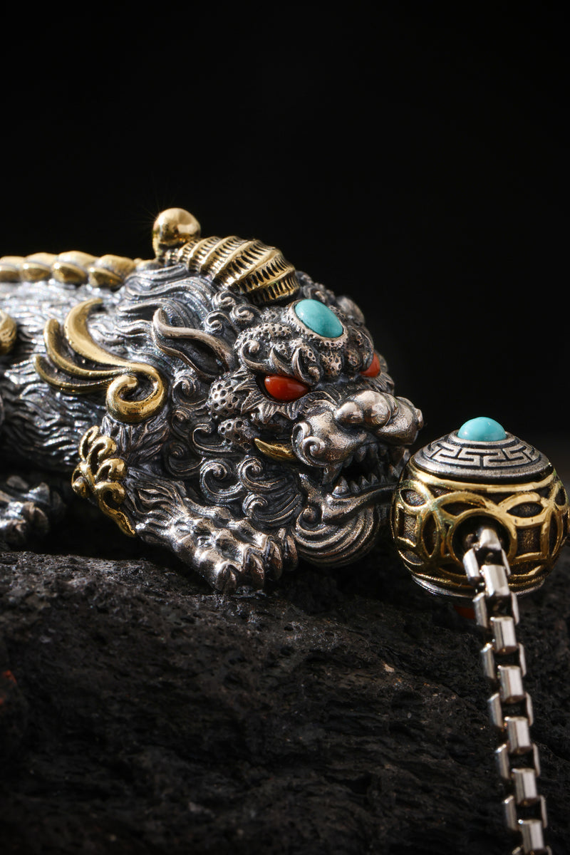 Buddha Trace Tibetan PiXiu Holding Pearl Pendant Buddha Trace