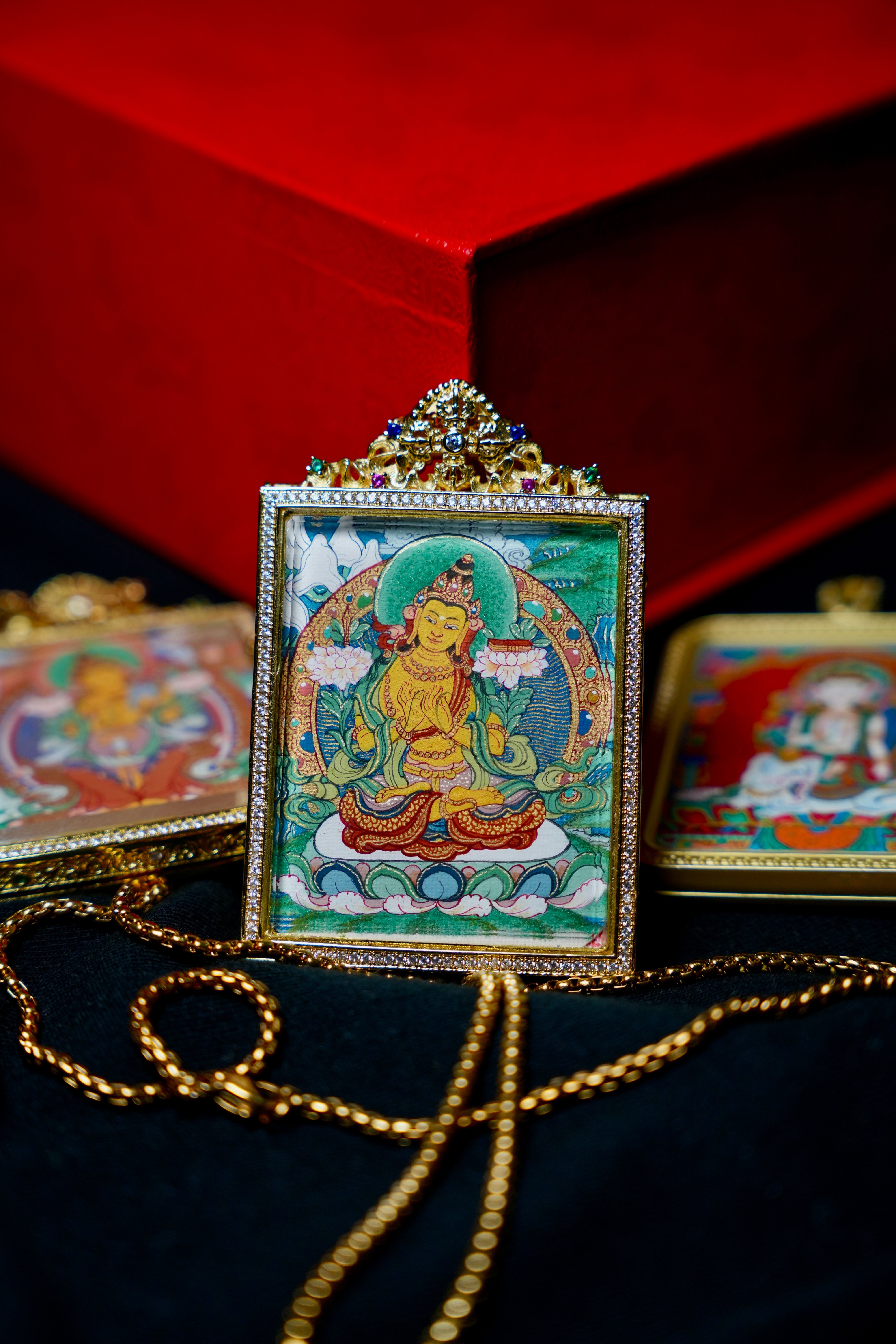 Buddha Trace Tibetan Ratnasambhava Thangka Buddha Trace