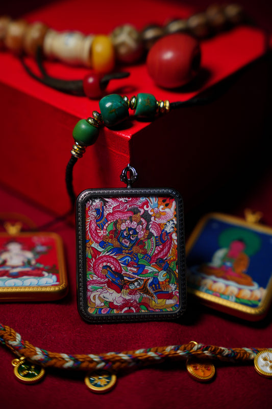 Buddha Trace Tibetan Six-Armed Mahakala Thangka Buddha Trace