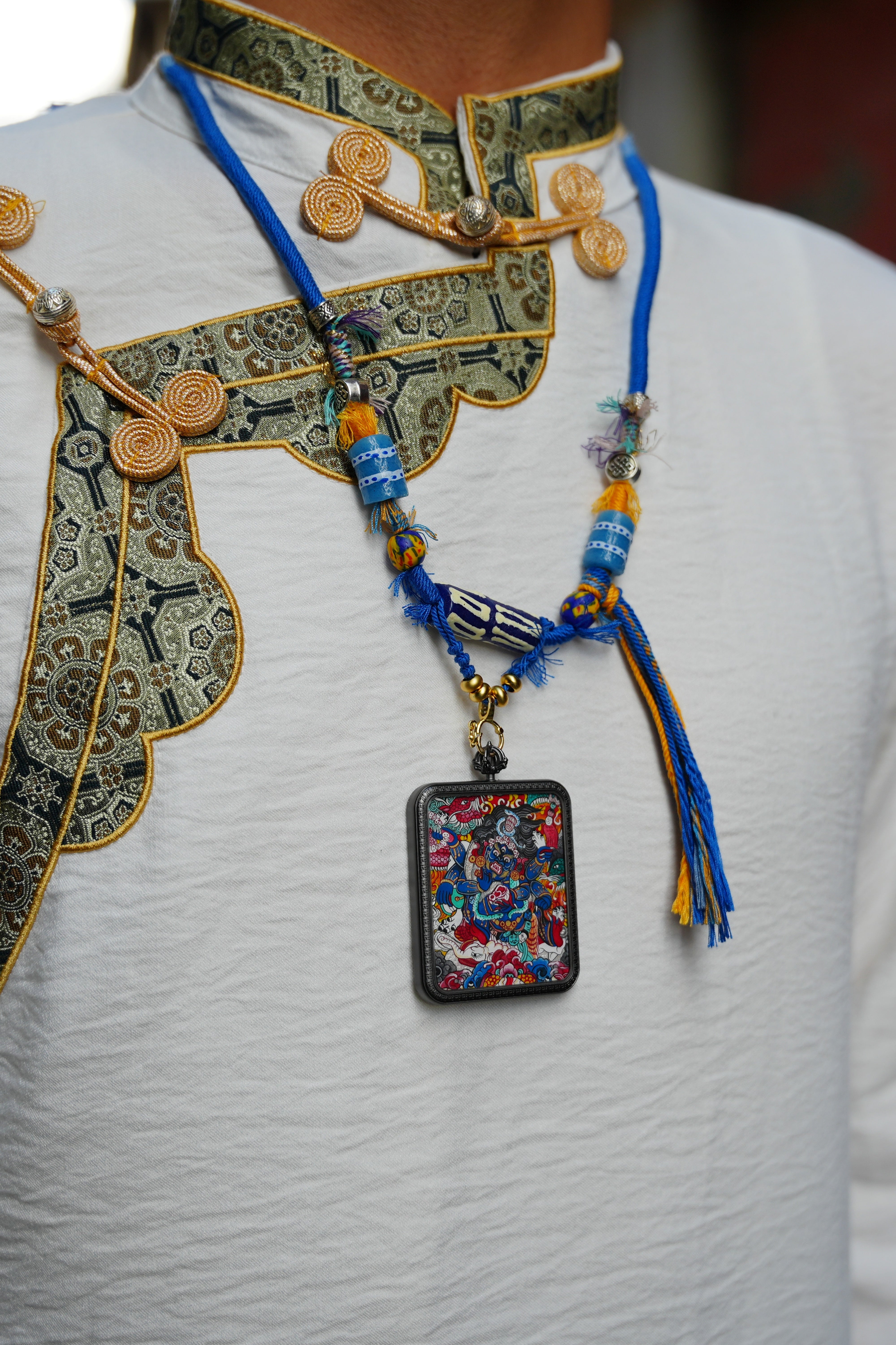 Buddha Trace Tibetan Six-Armed Mahakala colorful Thangka Buddha Trace