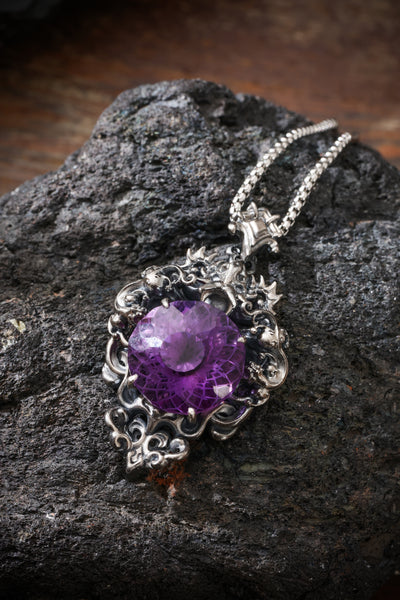 Amethyst Dragon Sterling Silver Pendant