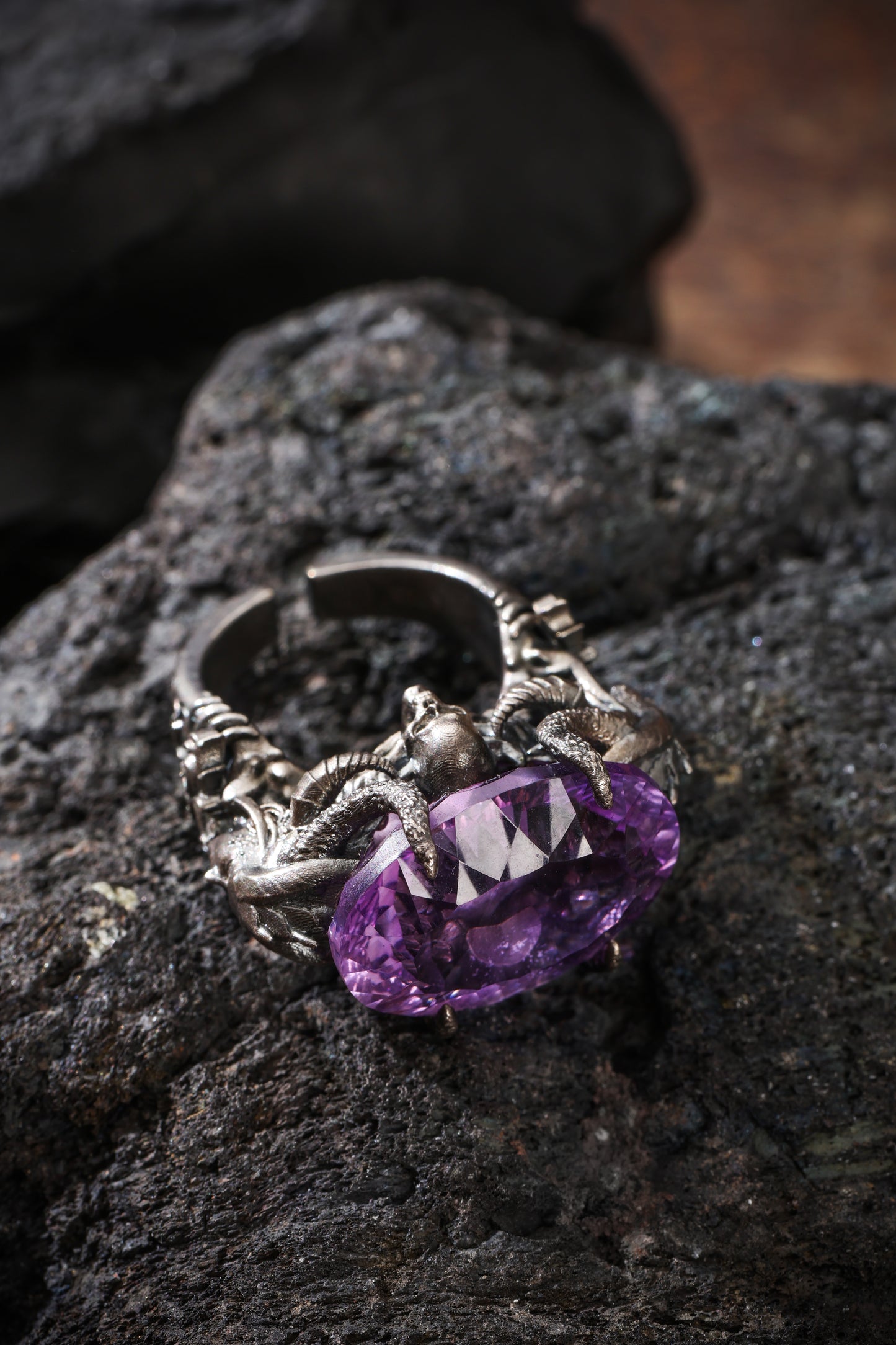 Buddha Trace Sterling Silver Amethyst Witch Ring Buddha Trace