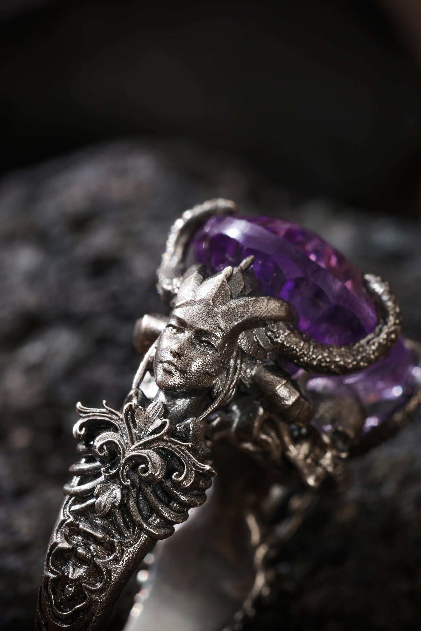 Buddha Trace Sterling Silver Amethyst Witch Ring Buddha Trace