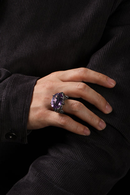 Buddha Trace Sterling Silver Amethyst Witch Ring Buddha Trace