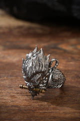 Sterling Silver Wukong Ring Buddha Trace