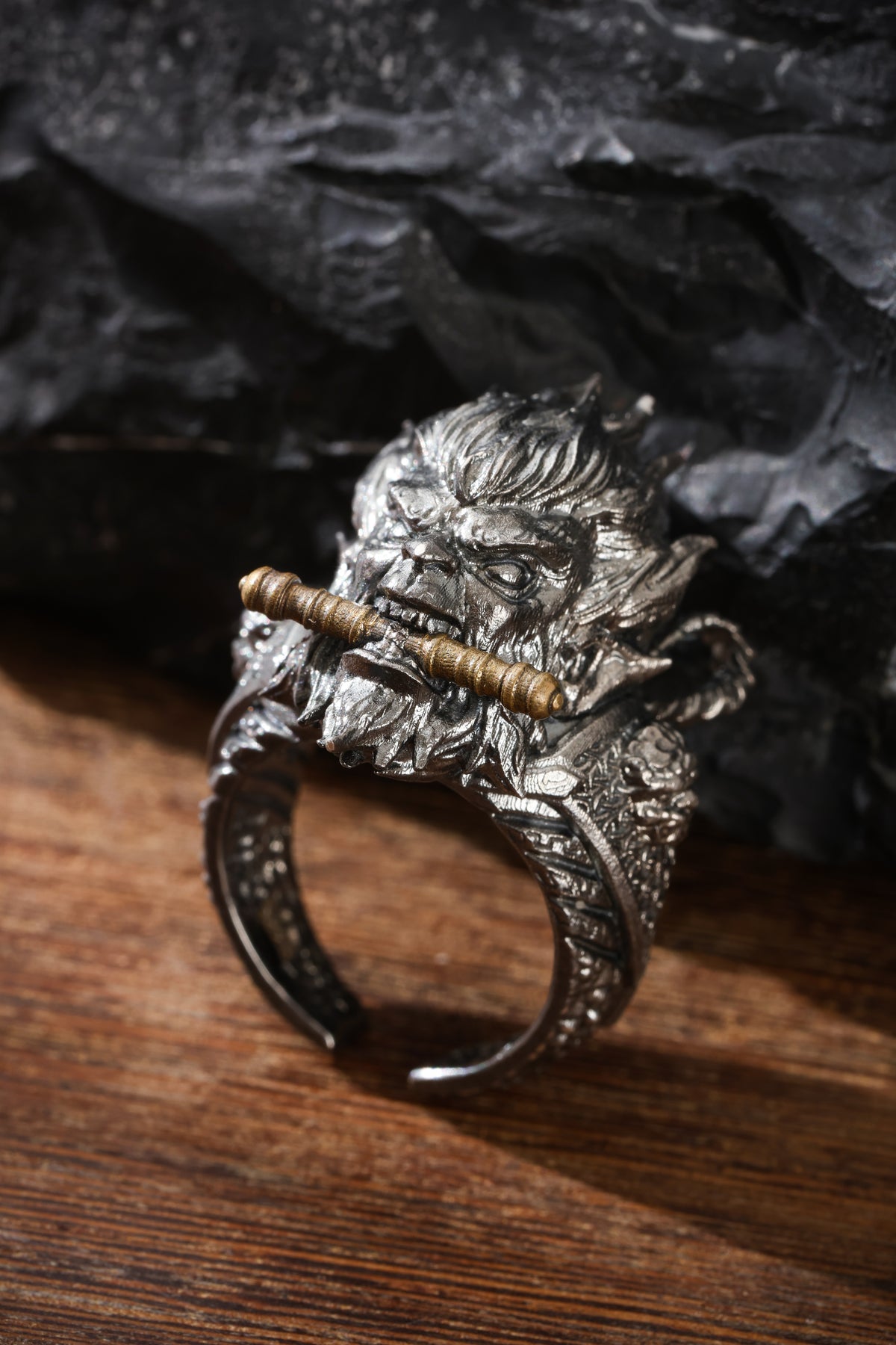 Sterling Silver Wukong Ring Buddha Trace