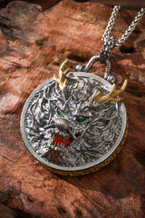 Sterling Silver & Copper Dragon Medallion Pendant Buddha Trace