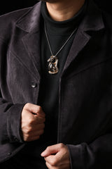 Two-Tone Sterling Silver Dragon & Pallasite Meteorite Pendant Buddha Trace