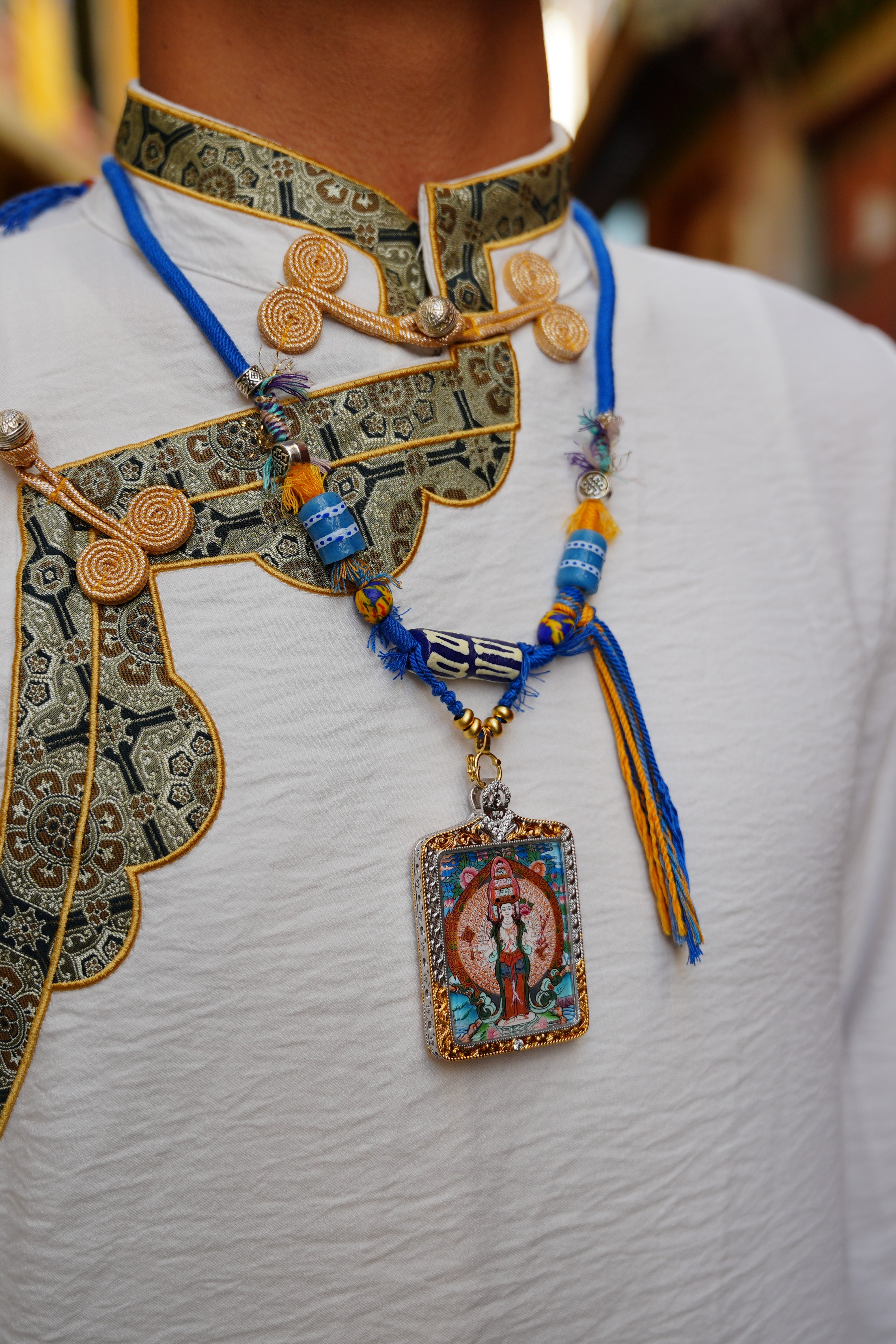 Buddha Trace Tibetan Thousand-Armed Guanyin Bodhisattva Thangka Buddha Trace