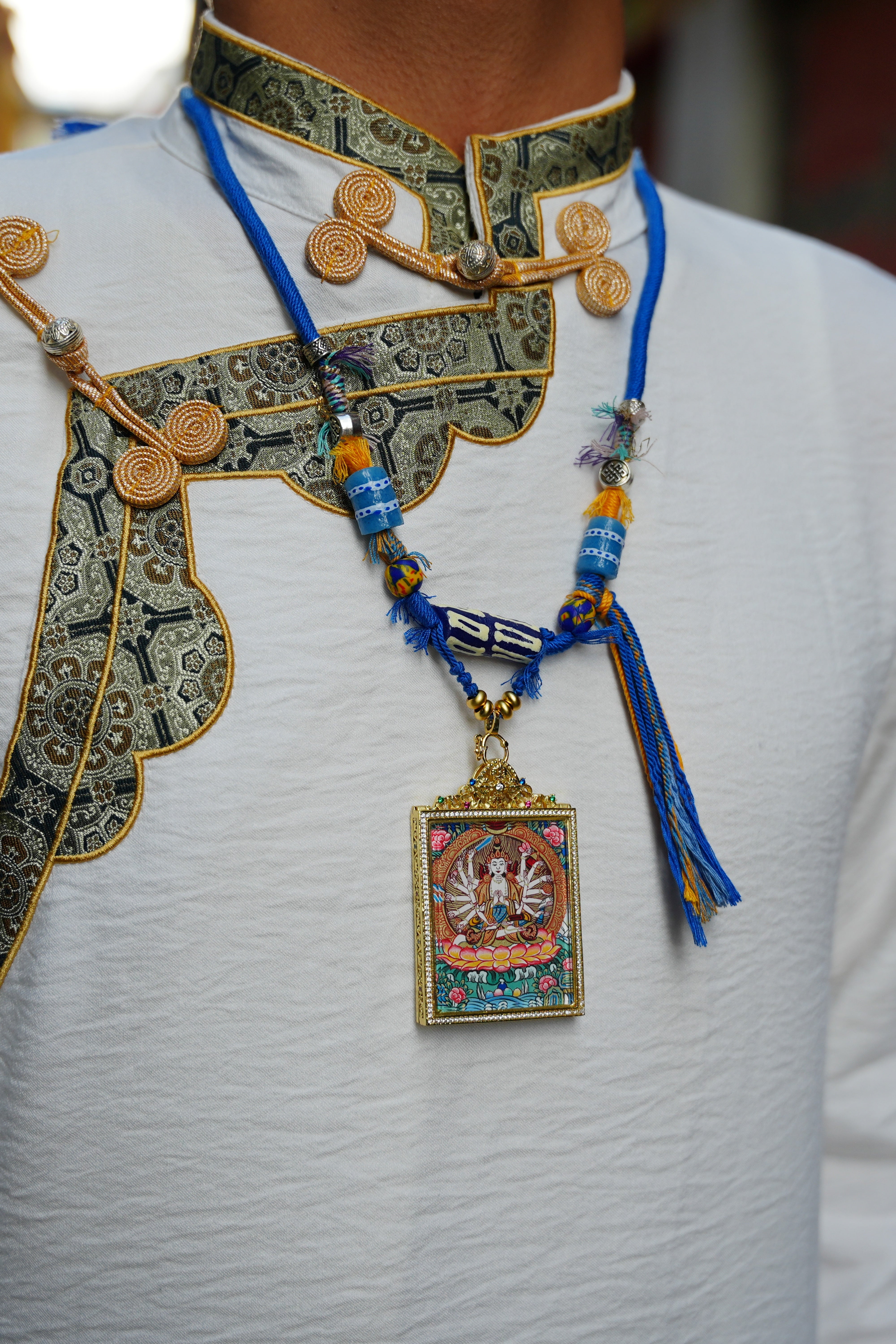 Buddha Trace Tibetan Thousand-Armed Guanyin Bodhisattva Thangka Buddha Trace