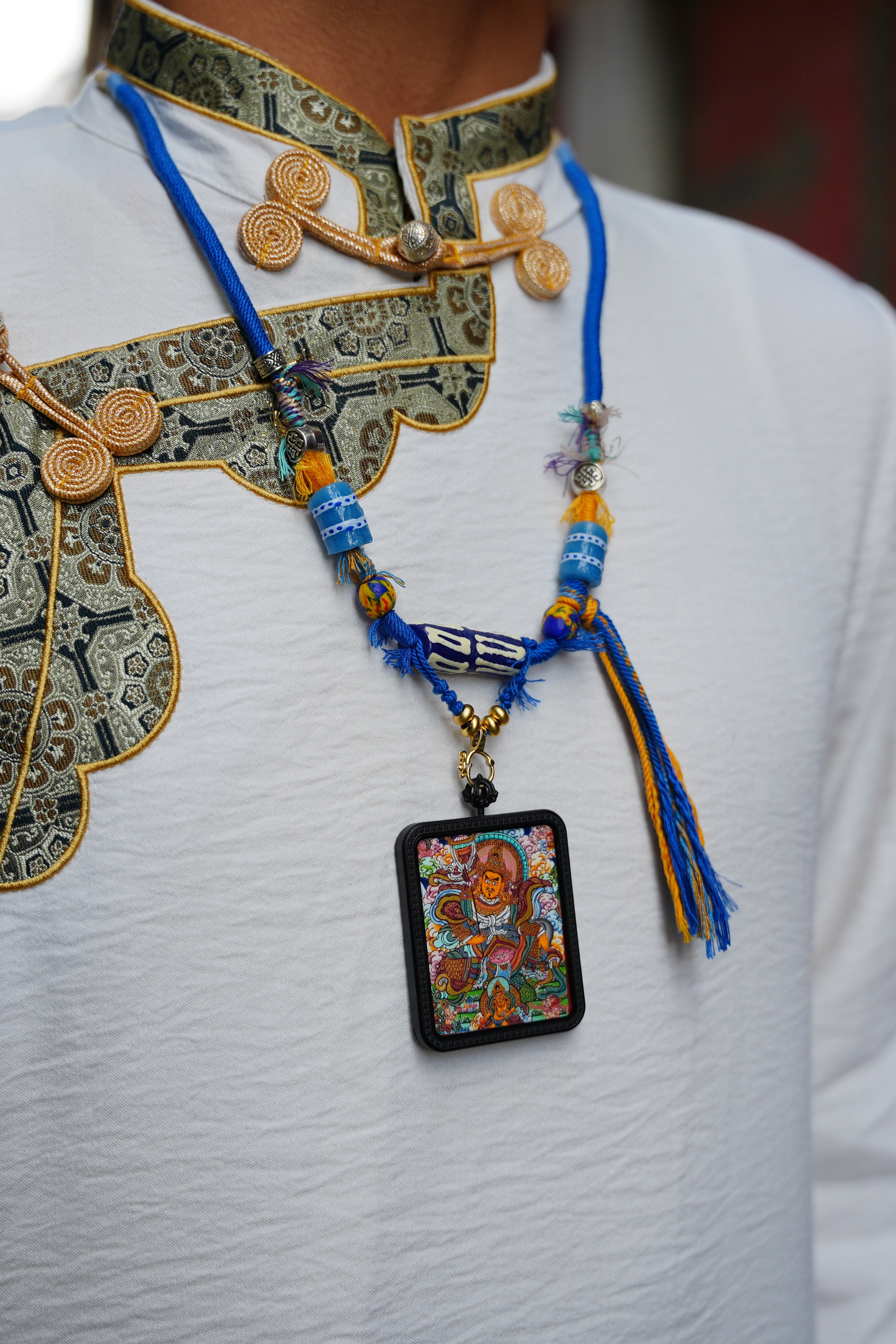 Buddha Trace Tibetan Yellow Jambhala Thangka Buddha Trace