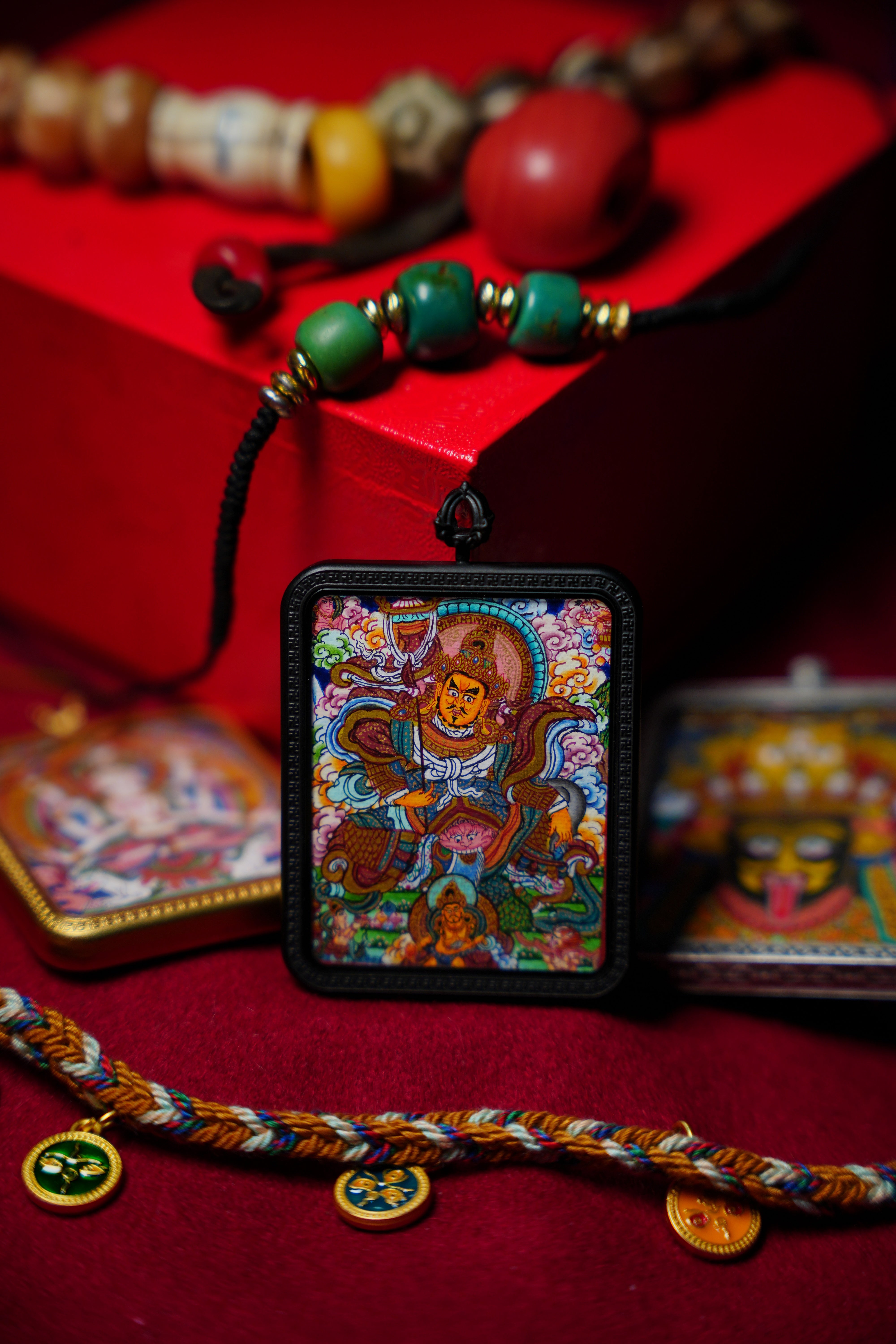 Buddha Trace Tibetan Yellow Jambhala Thangka Buddha Trace