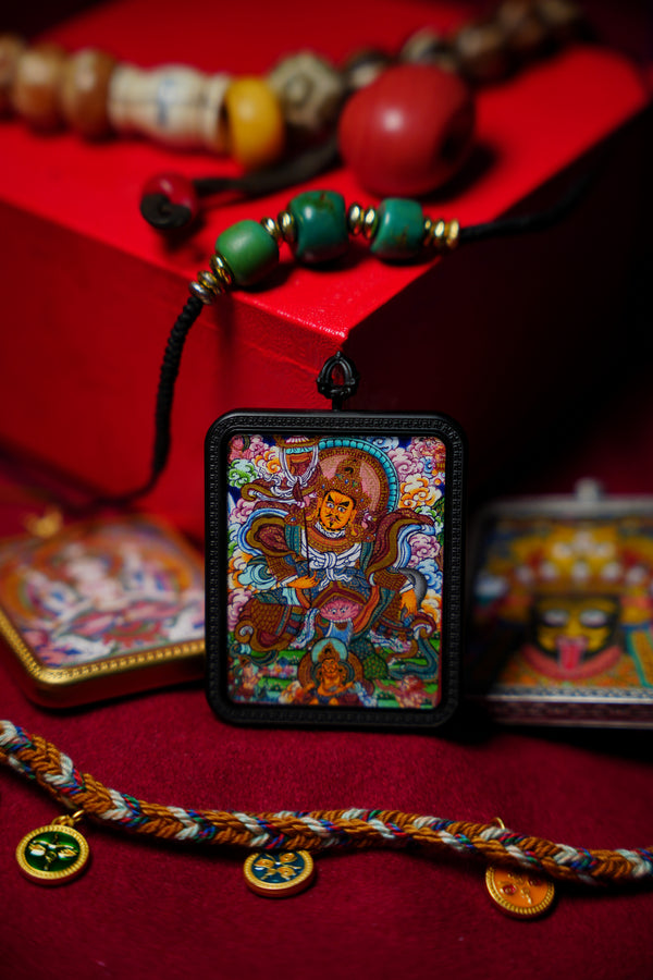 Buddha Trace Tibetan Yellow Jambhala Thangka