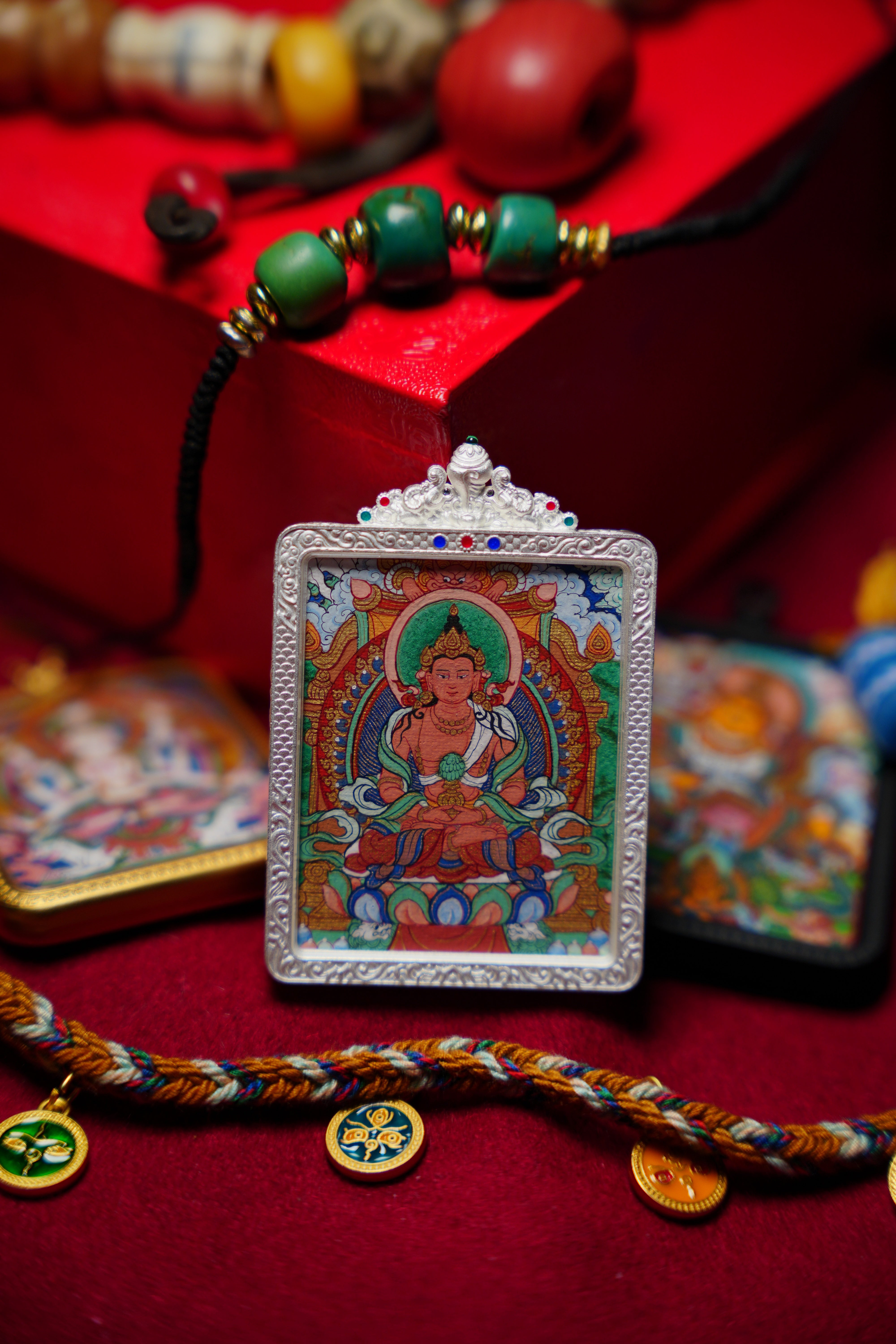 Buddha Trace Tibetan Amitayus Buddha Thangka Buddha Trace