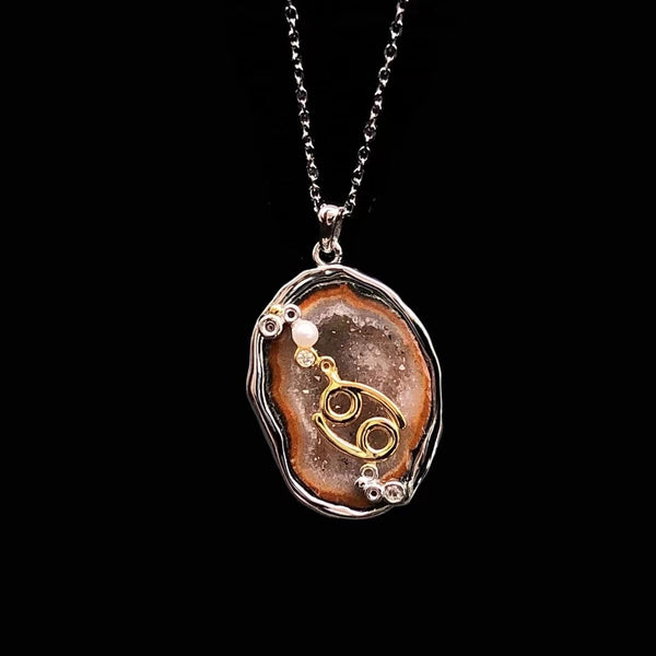 Cancer Crystal Geode Pendant